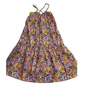Hundred Pieces Girls 8 Year Purple Floral Daisy Spaghetti Strap MIDI Sun Dress